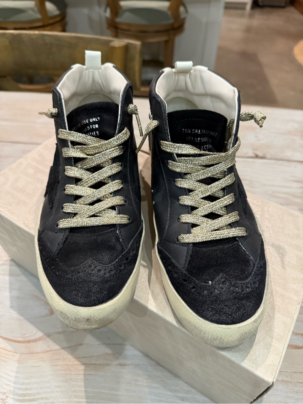 Golden Goose Black and White MIDSTAR Leather Sneaker - Picture 3 of 7